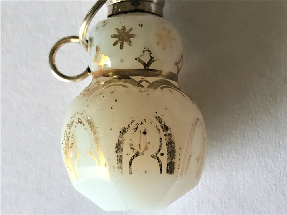 A French miniature silver & opaline glass scent bottle View VI