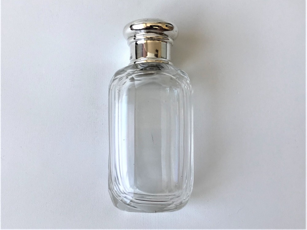 A lovely silver & guilloche enamel lidded toilet water bottle View V