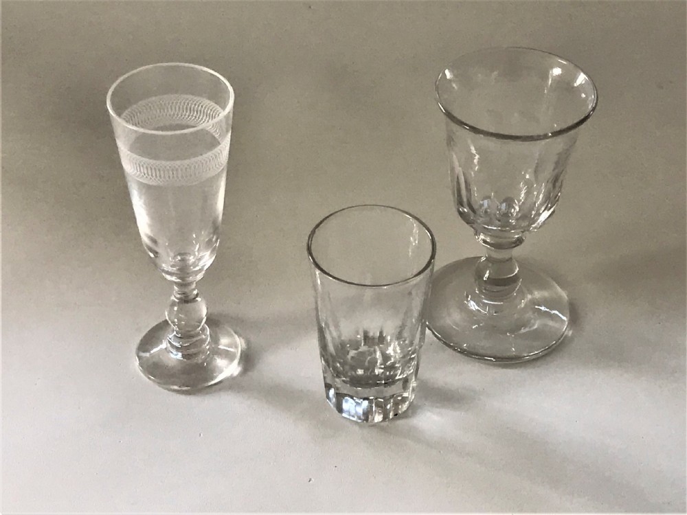 A charming trio of Victorian salesman miniature glasses View III