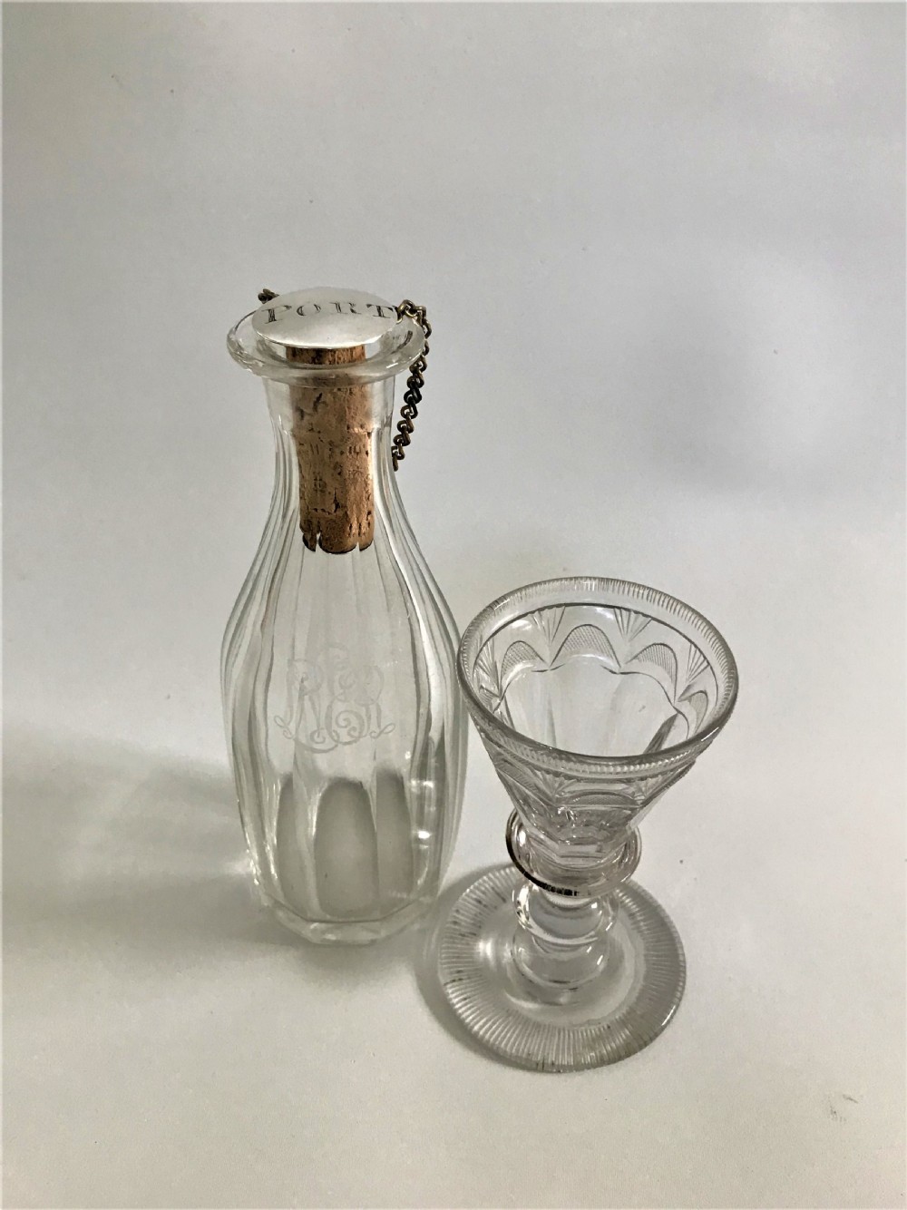 A Georgian silver mounted Port noggin & glass View II