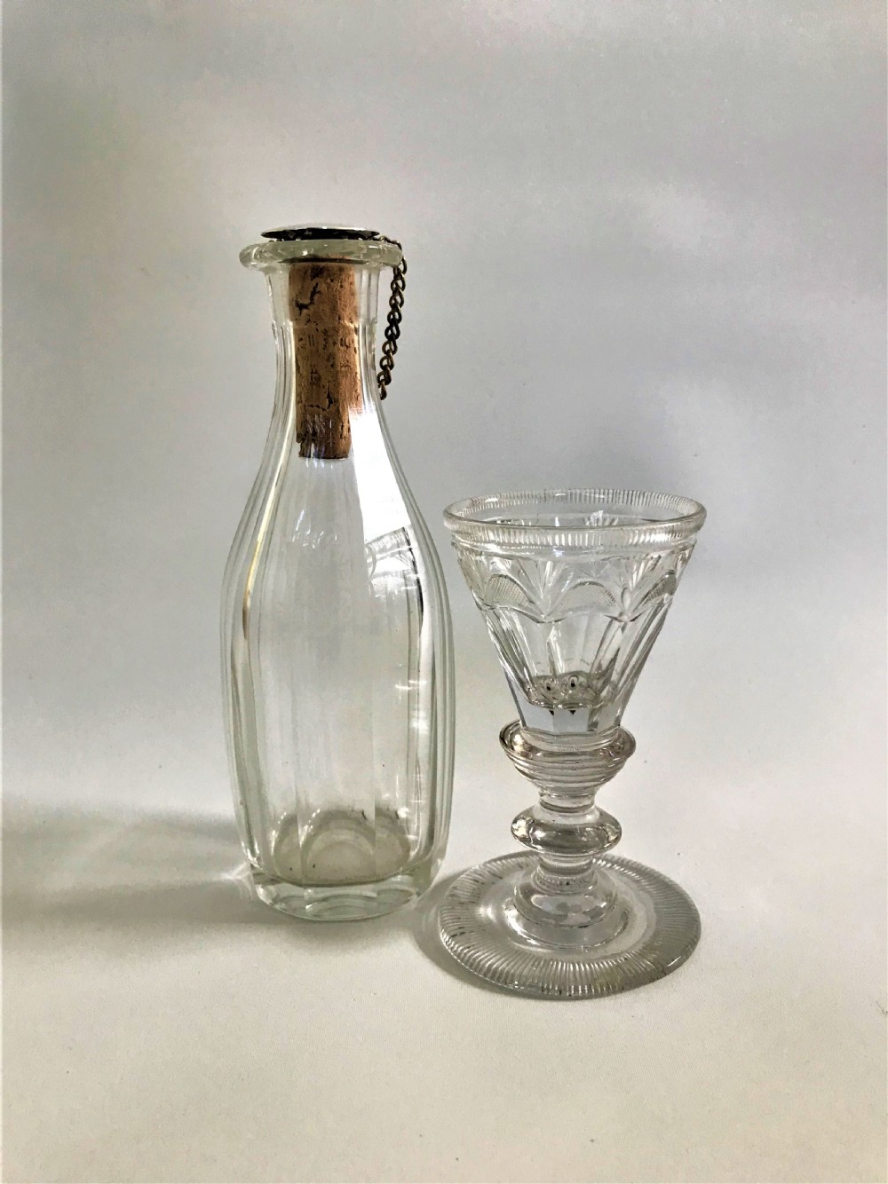 A Georgian silver mounted Port noggin & glass View III