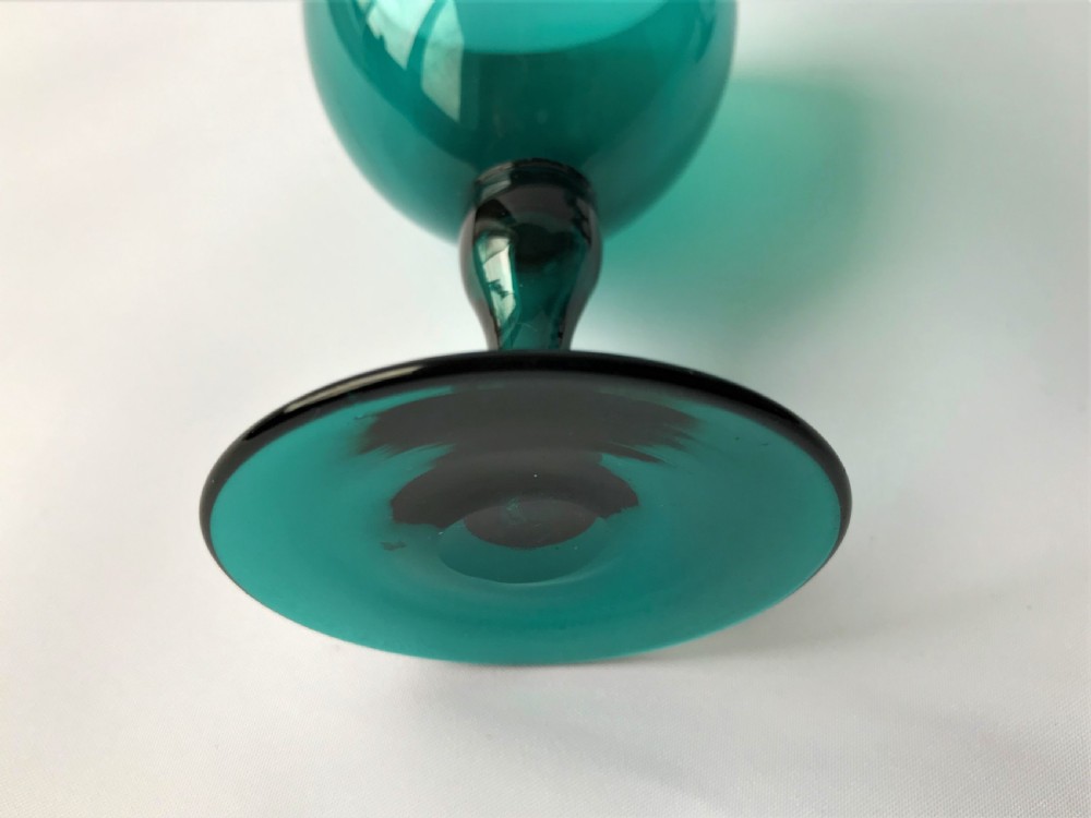 A fine set of Victorian Bristol Green/aqua wine glasses View VI