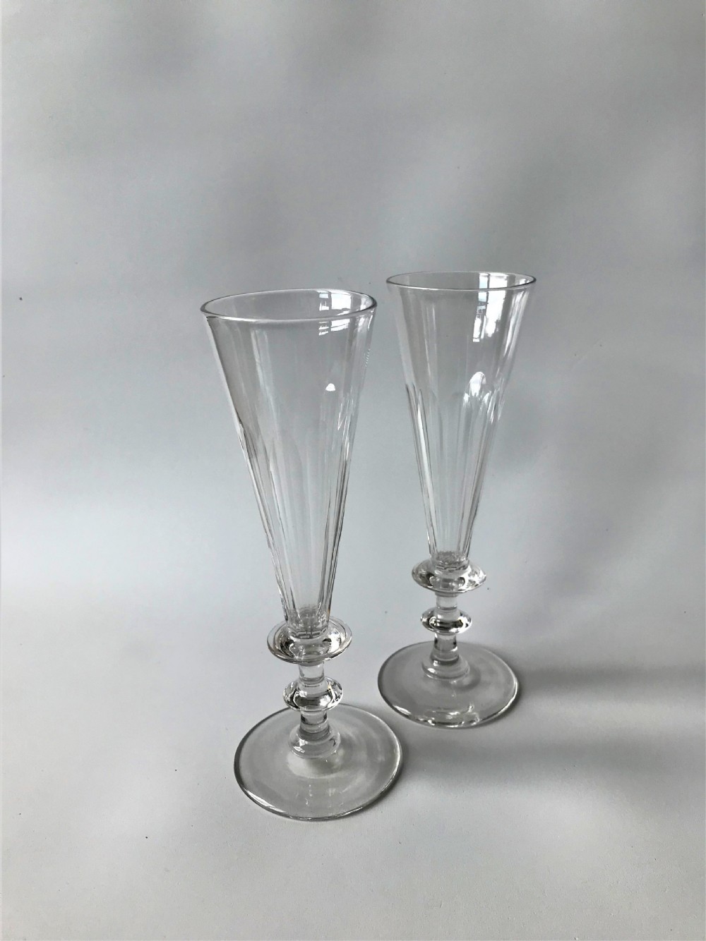A gorgeous pair of Victorian cut glass champagne flutes