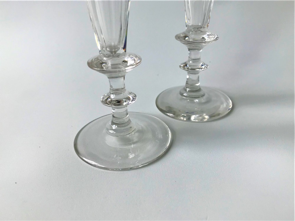 A gorgeous pair of Victorian cut glass champagne flutes View III