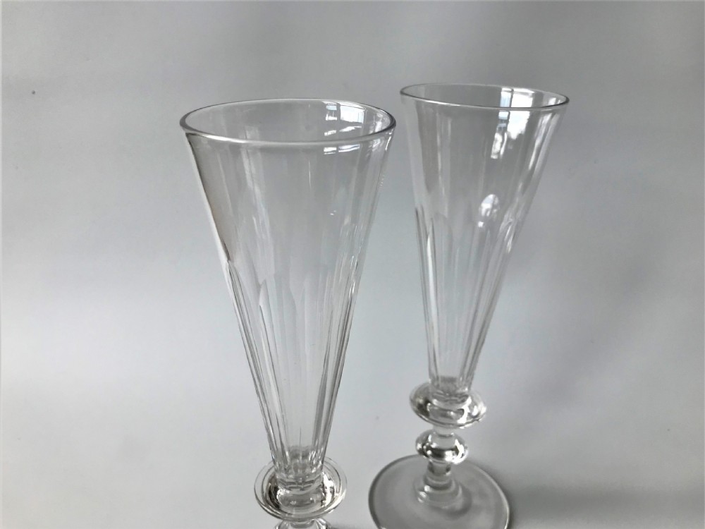 A gorgeous pair of Victorian cut glass champagne flutes View IV