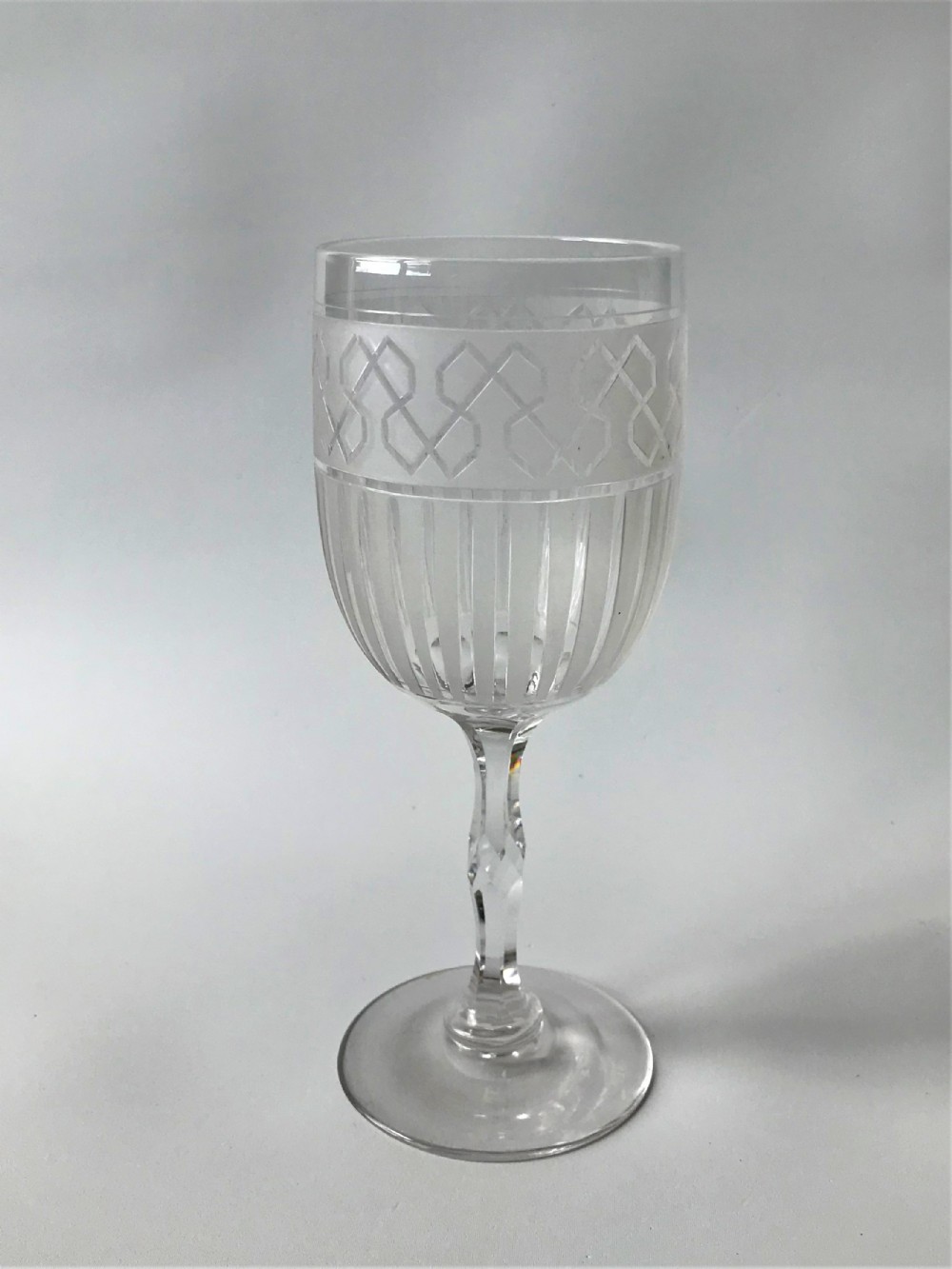 A fabulous Victorian frosted & cut wine goblet