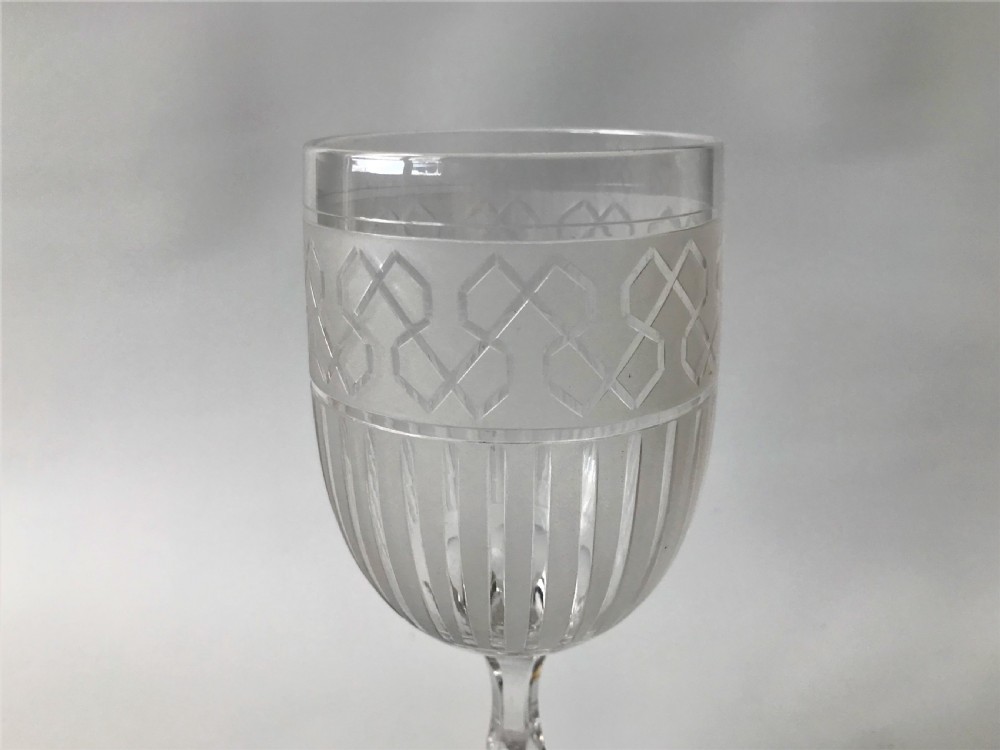 A fabulous Victorian frosted & cut wine goblet View II