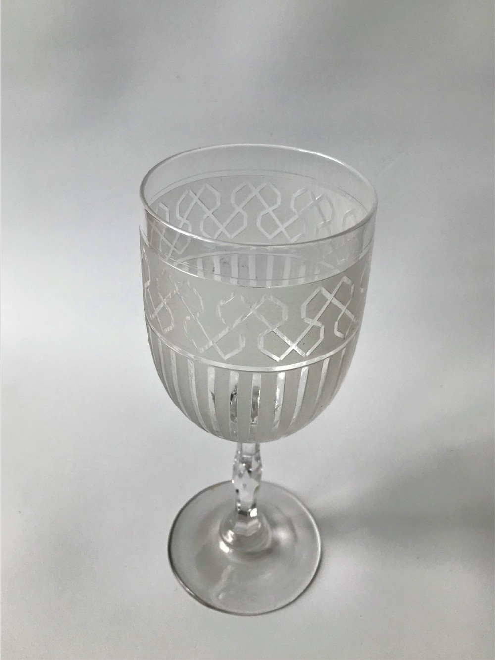 A fabulous Victorian frosted & cut wine goblet View IV