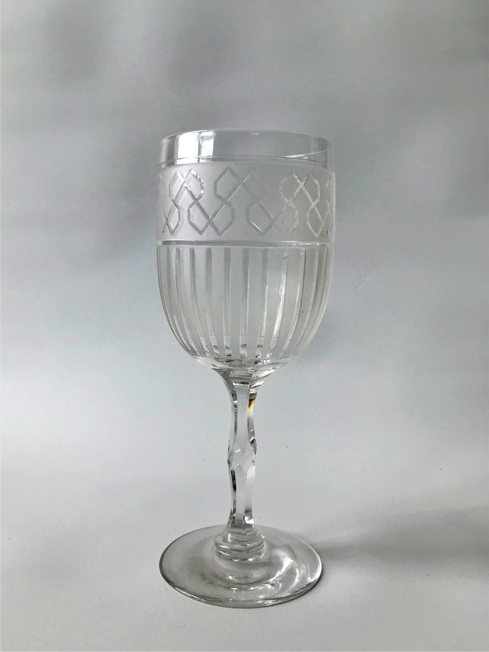 A fabulous Victorian frosted & cut wine goblet View V