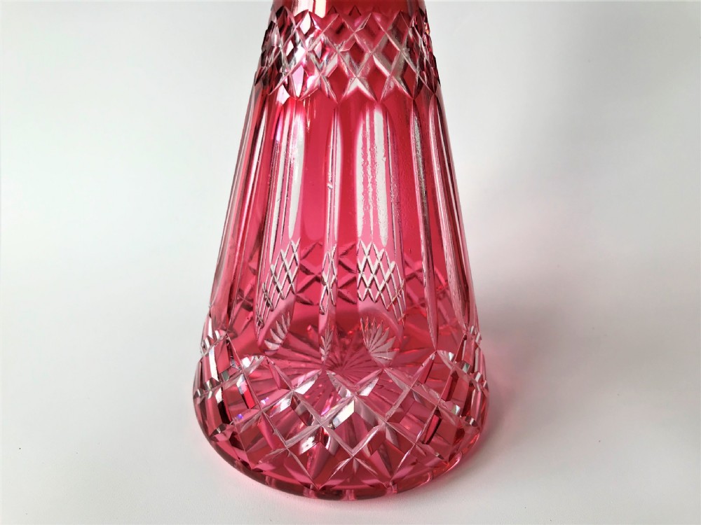 A lovely Victorian cranberry cut glass deanter View IV