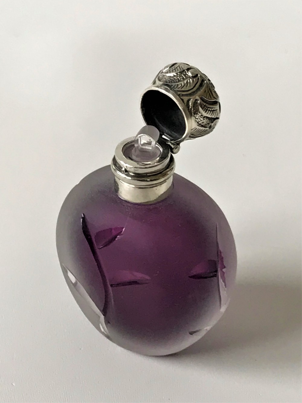 A gorgeous Victorian silver mounted amethyst glass scent bottle View IV