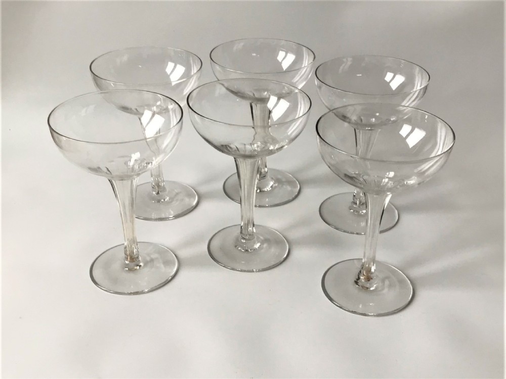 A set of 6 hollow stem champagne glasses