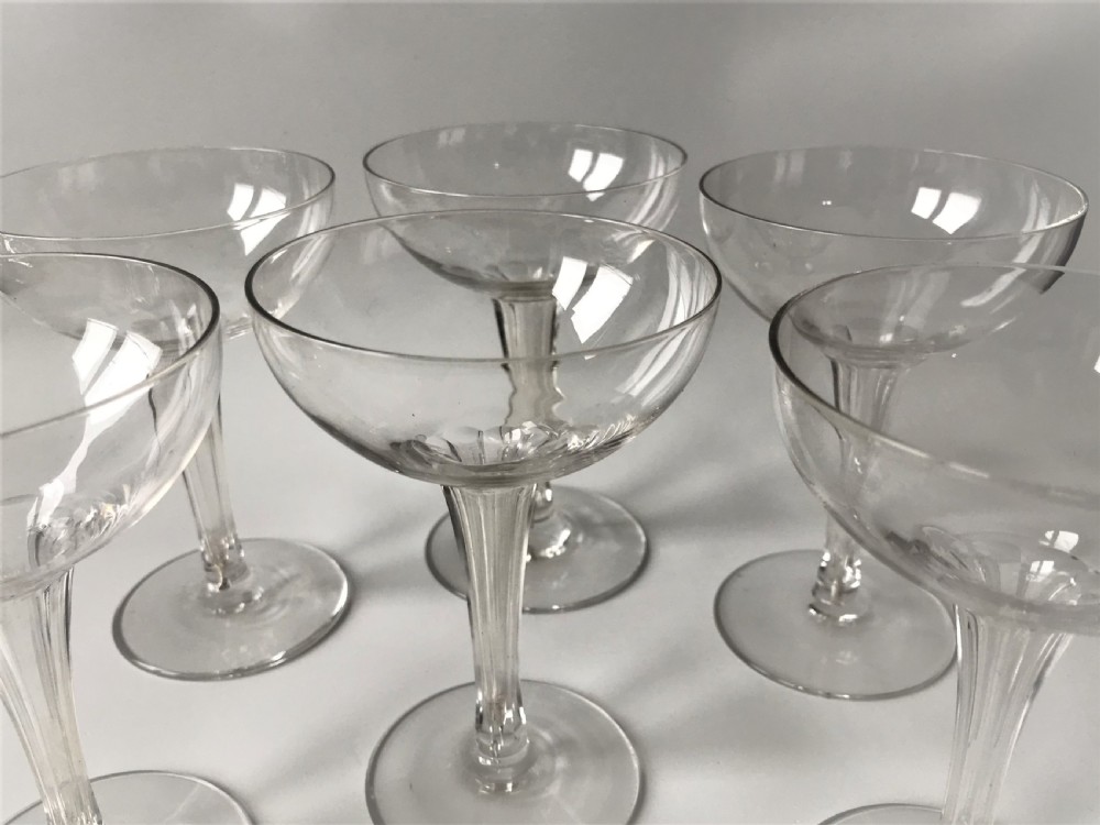 A set of 6 hollow stem champagne glasses View V