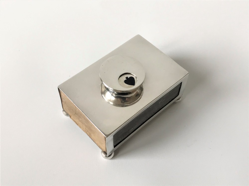 A rare Edwardian silver table matchbox/trump marker