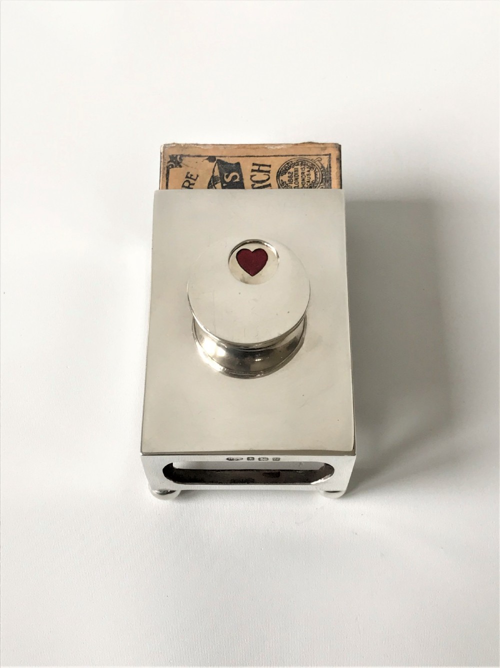 A rare Edwardian silver table matchbox/trump marker View II