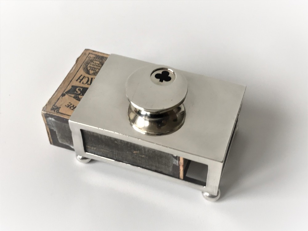 A rare Edwardian silver table matchbox/trump marker View III