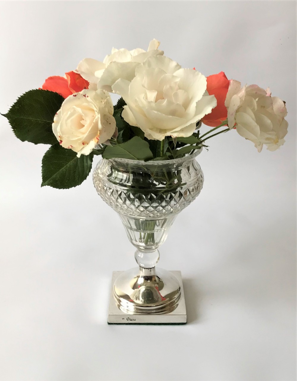 A fabulous William Comyns silver & glass rose bowl