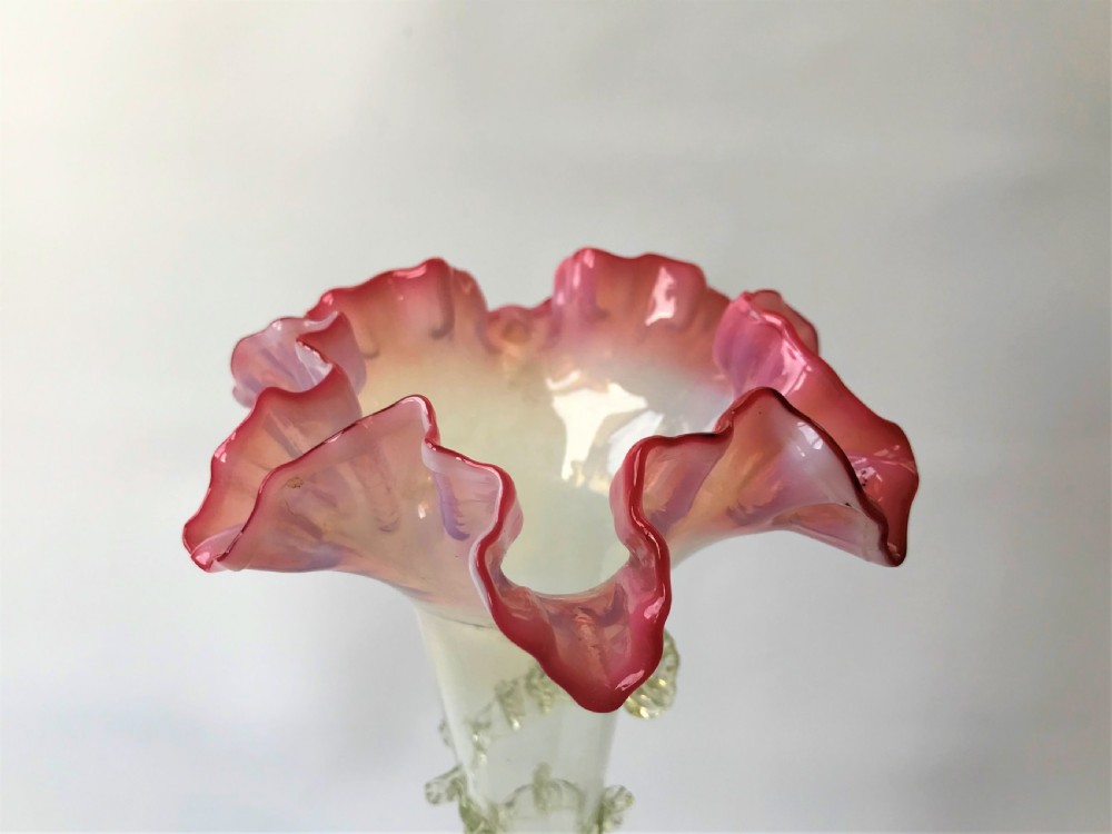 A Victorian silver plated & Vaseline glass trumpet vase View VI