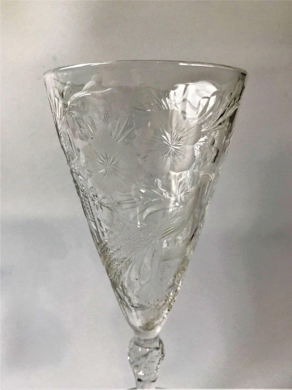 A fabulous rock crystal cut Aesthetic Movement wine flute View III