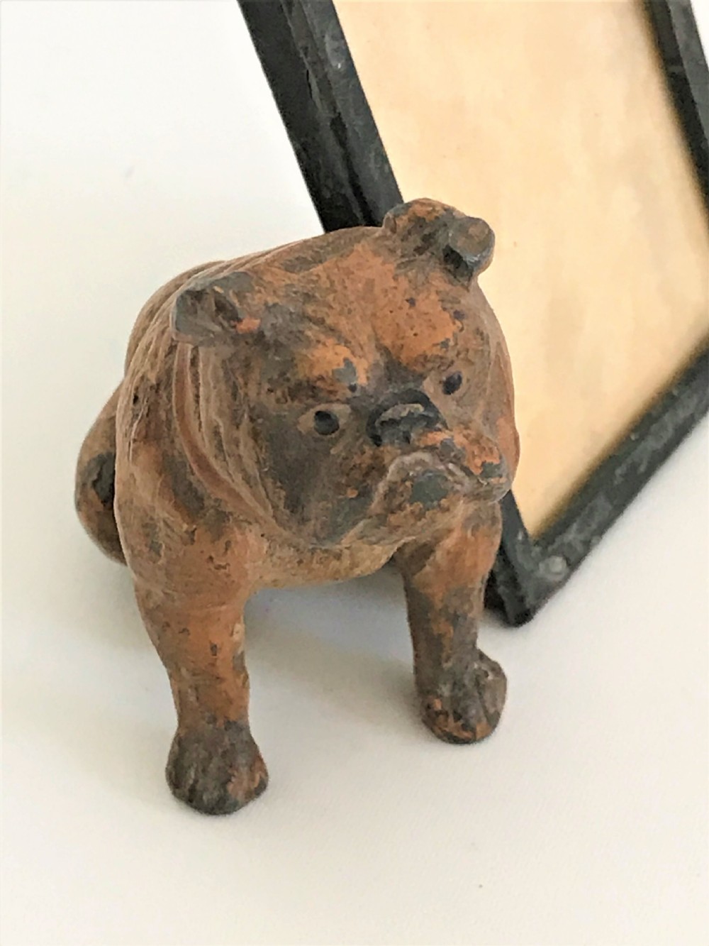 A cold painted figure of  a Bulldog with photo frame View IV