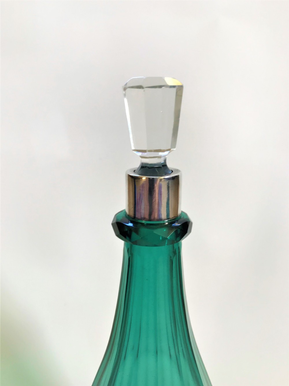 A gorgeous Bristol Green wine bottle with silver plated mount View III