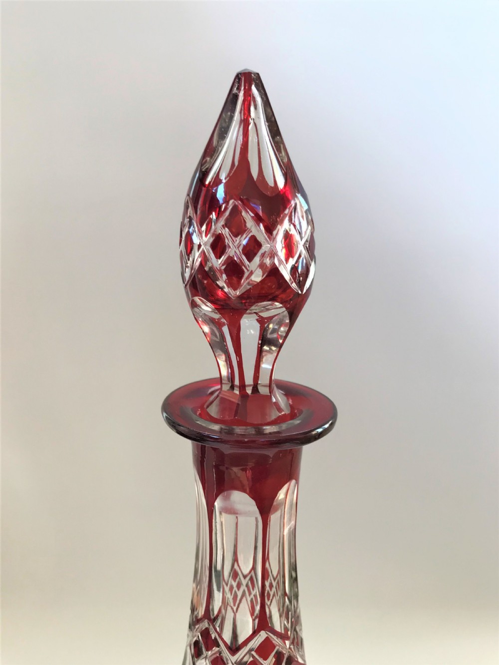 A Victorian Ruby flashed cut glass decanter View II