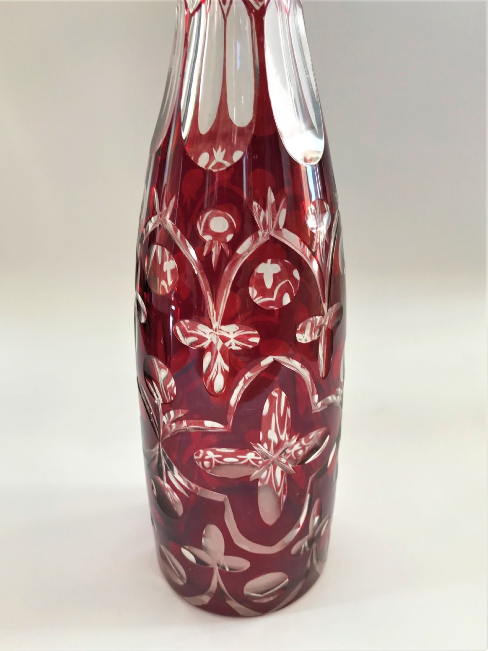 A Victorian Ruby flashed cut glass decanter View III