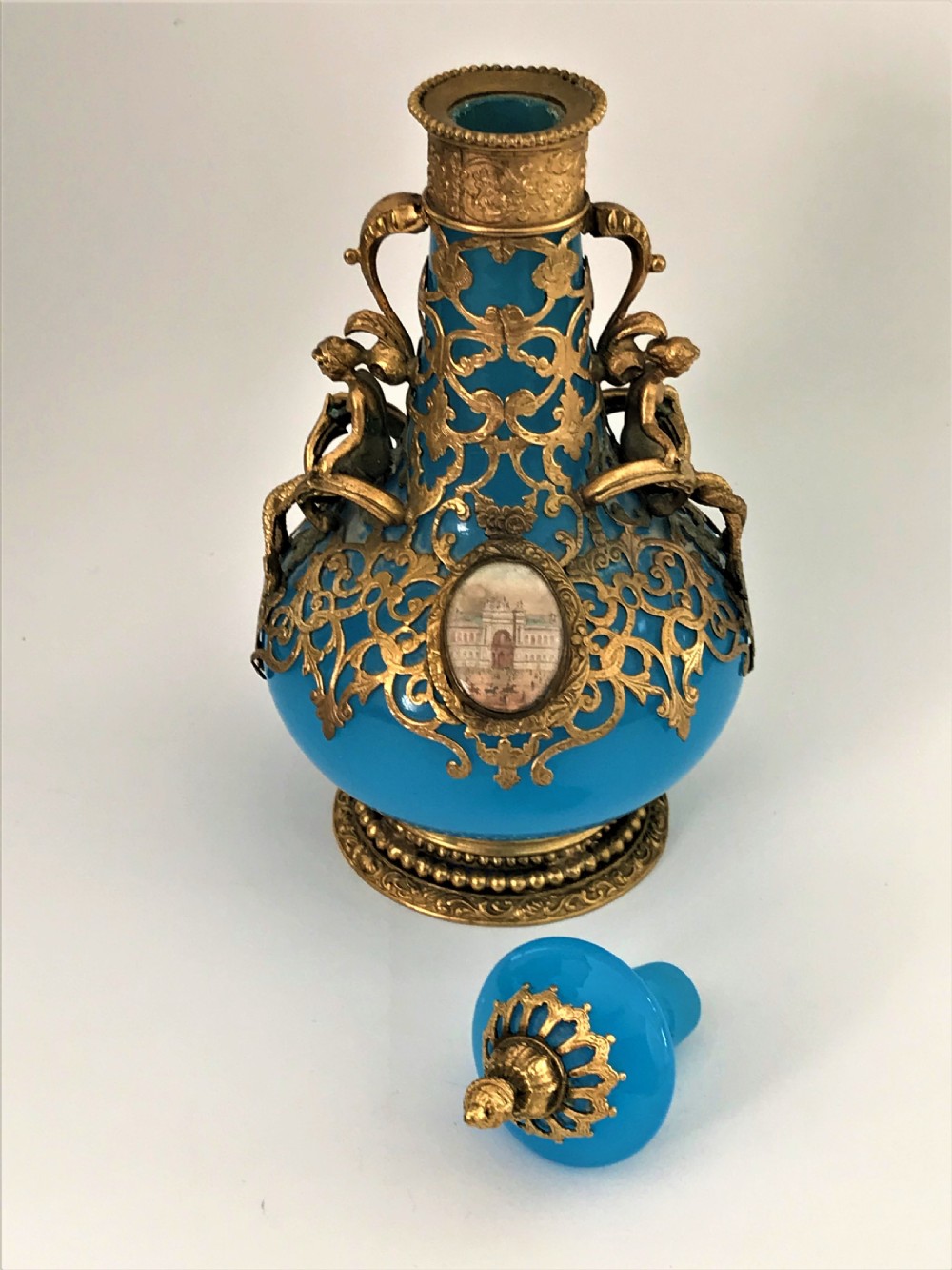 An outstanding Palais Royale ormolu and opaline glass cologne bottle View VI