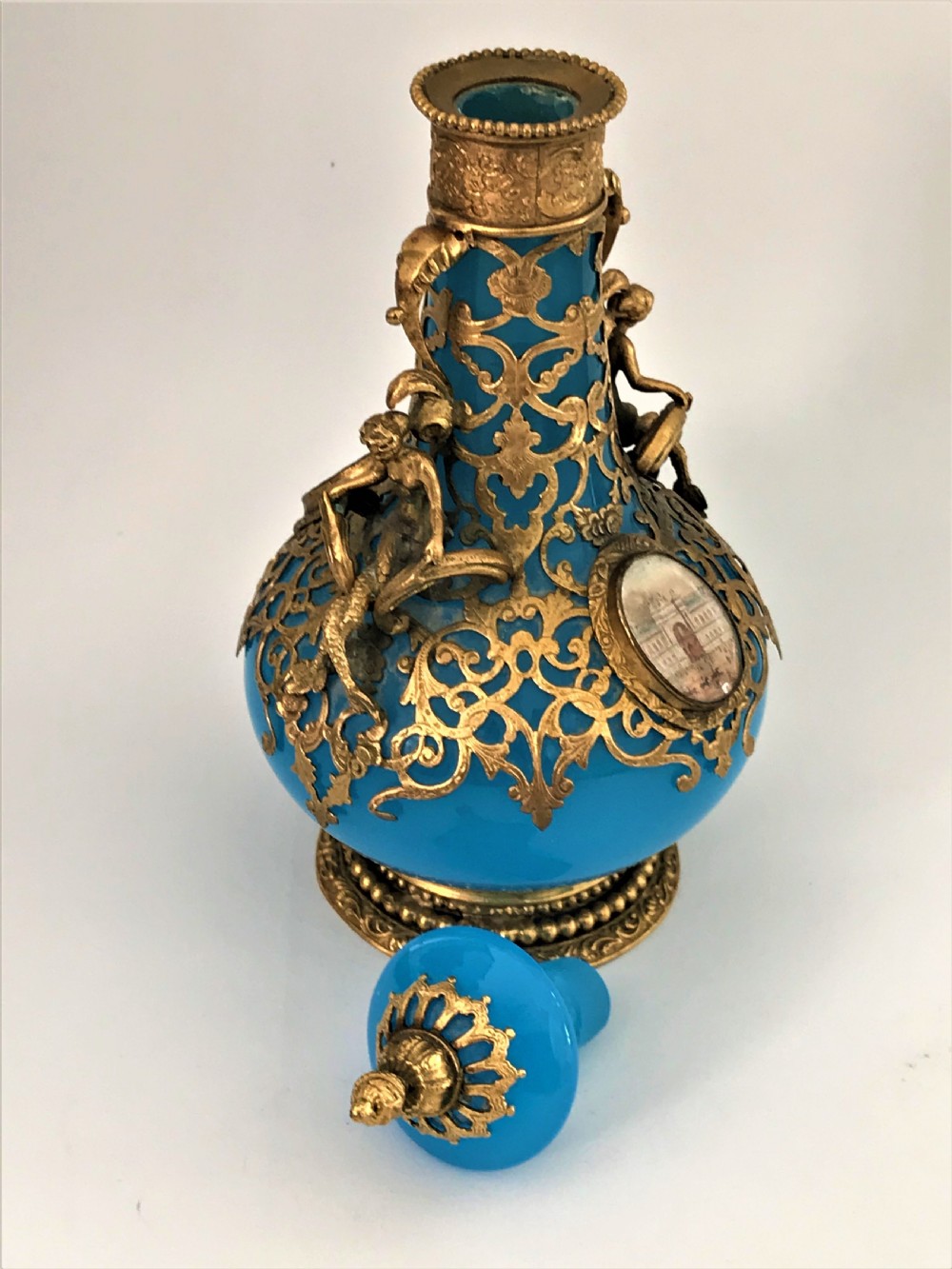 An outstanding Palais Royale ormolu and opaline glass cologne bottle View VII