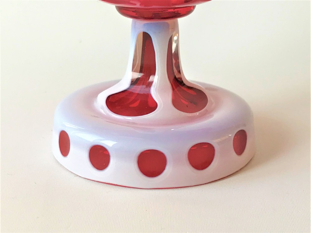 A Bohemian overlay cranberry condiment dish View II