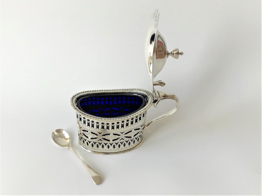 A lovely Chester silver mustard pot & spoon View IV