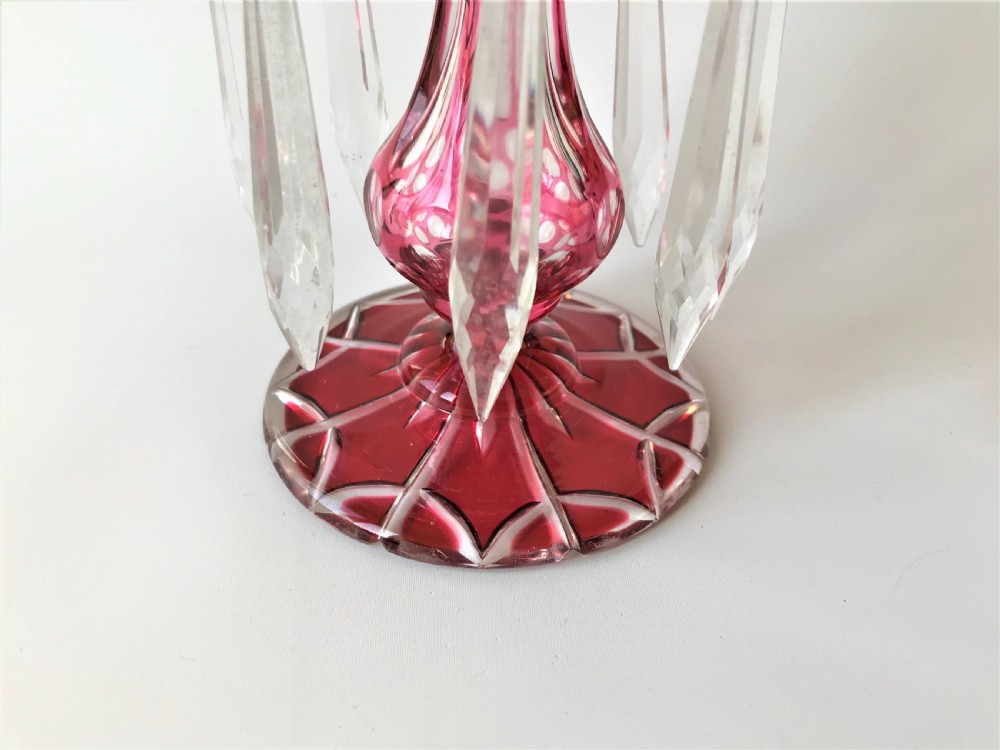 A small Victorian cranberry cut glass lustre View II