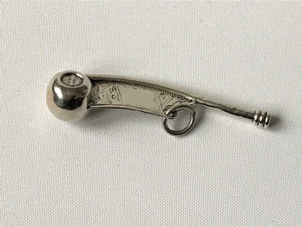 A rare miniature Victorian silver Bosun's whistle