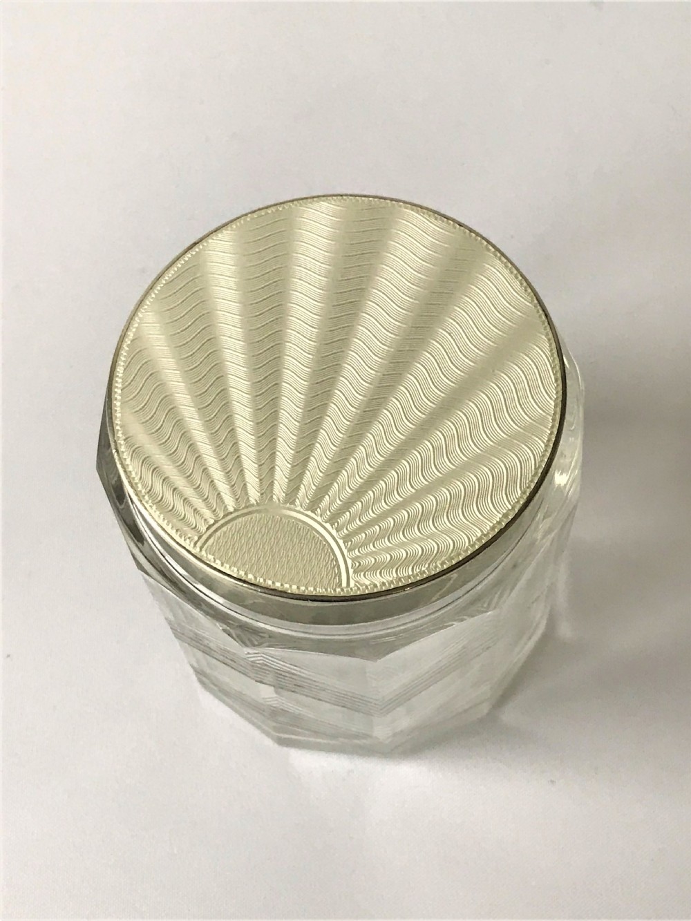 A fabulous Art Deco silver & guilloche enamel vanity jar View II