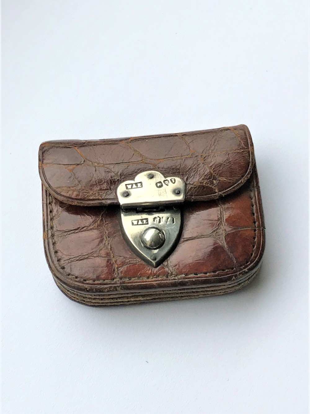 A miniature Victorian silver & crocodile coin purse