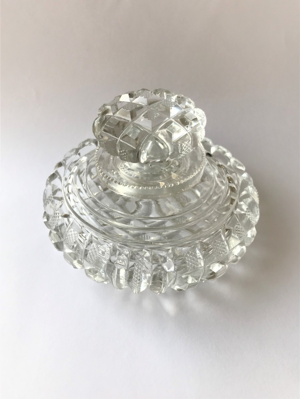 A superb Regency cut glass ink bottle
