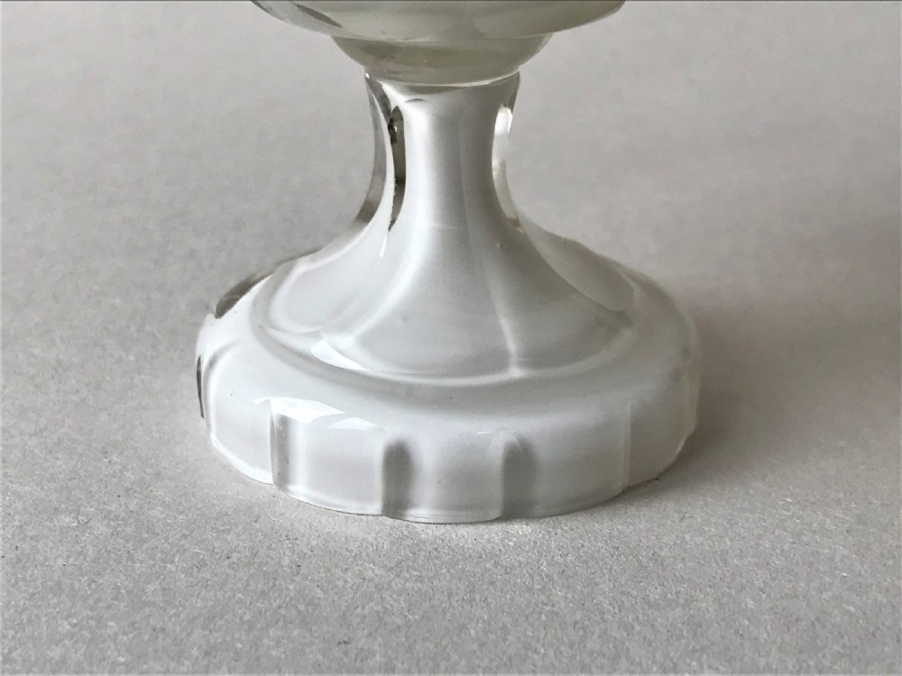 A Bohemian white overlay pedestal condiment dish View IV
