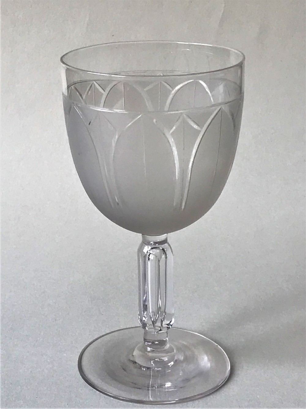 A superb Victorian cut & frosted wine goblet