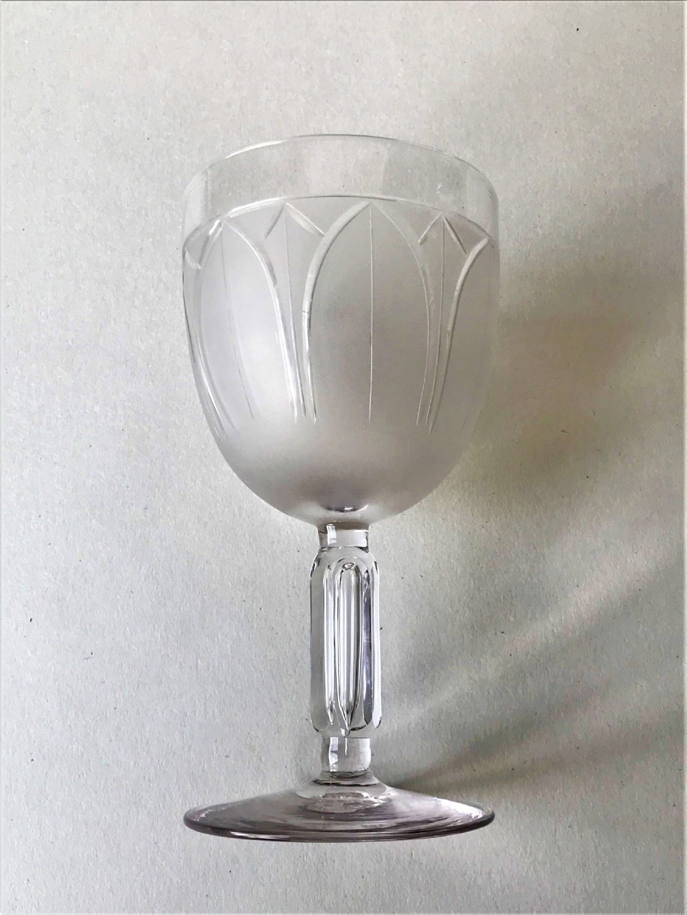 A superb Victorian cut & frosted wine goblet View V