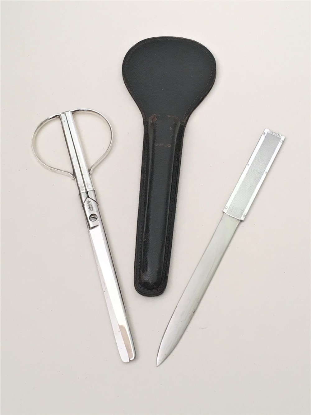 A Modernist pair of silver paper scissors & letter opener