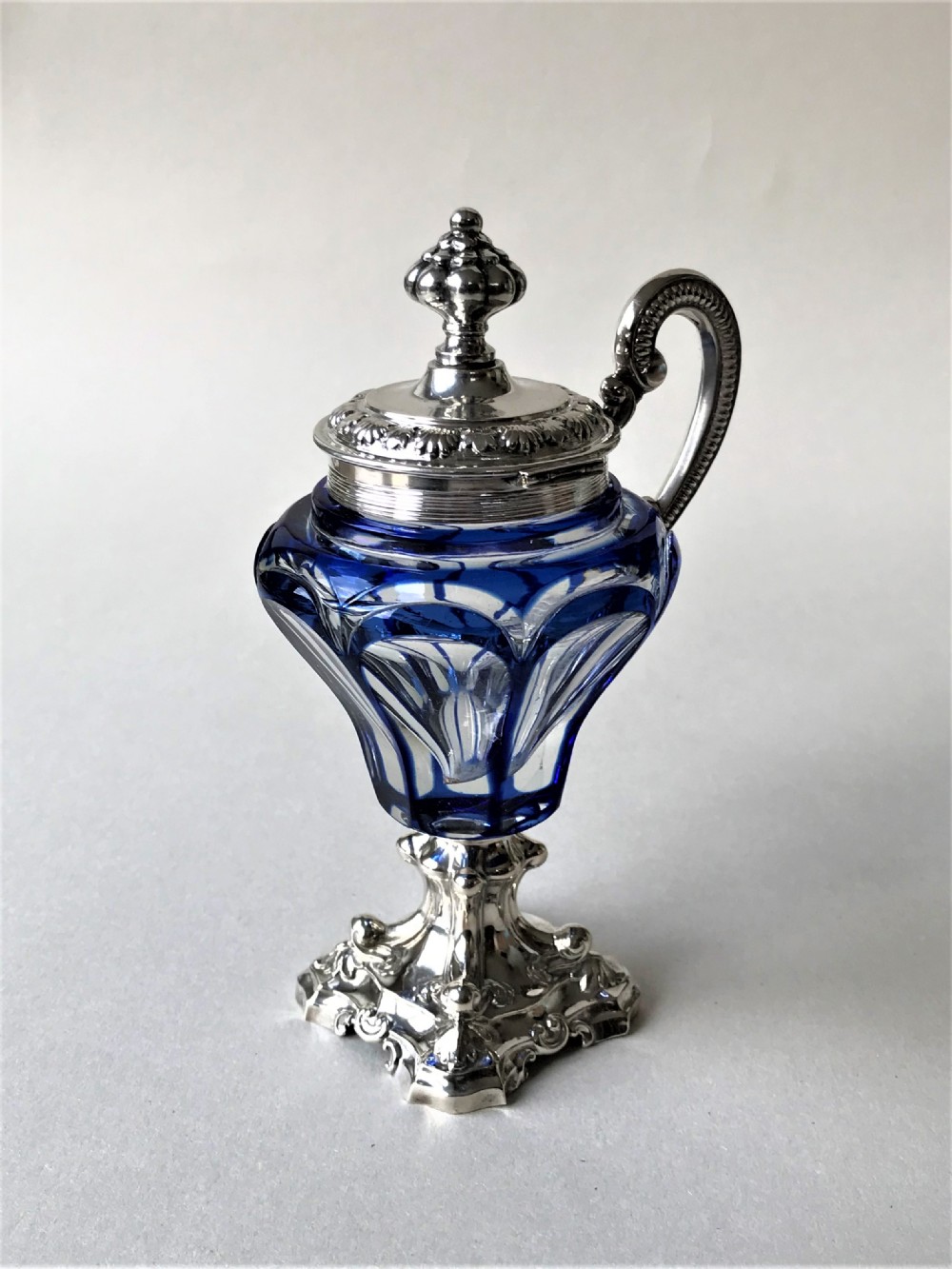 A fabulous Dutch silver and glass Drageoir