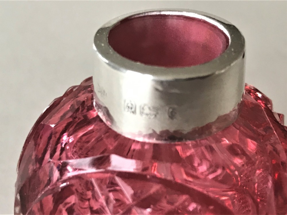 A lovely Edwardian silver & cranberry glass scent bottle View IV