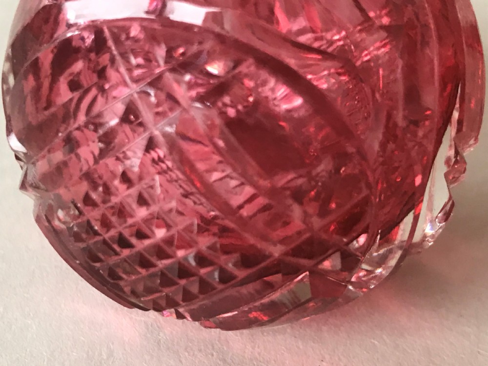 A lovely Edwardian silver & cranberry glass scent bottle View V
