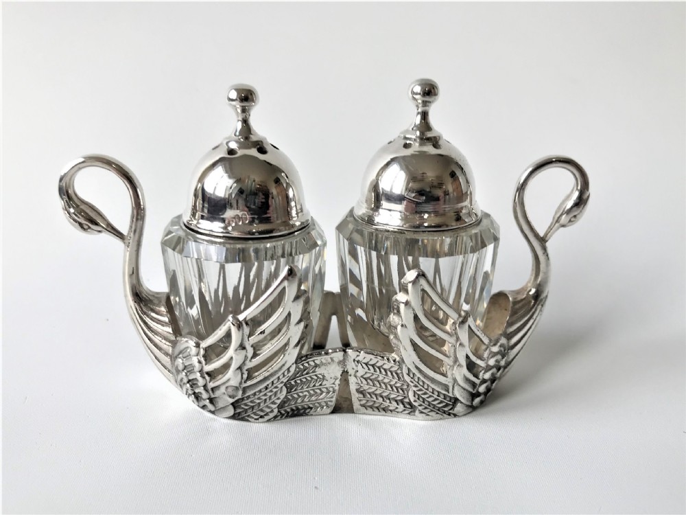 A gorgeous German silver salt & pepper cruet View III