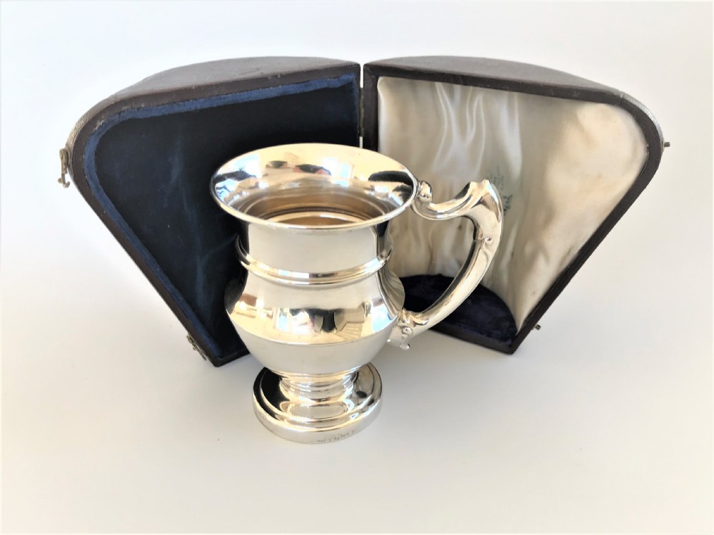 A superb boxed silver Christening mug