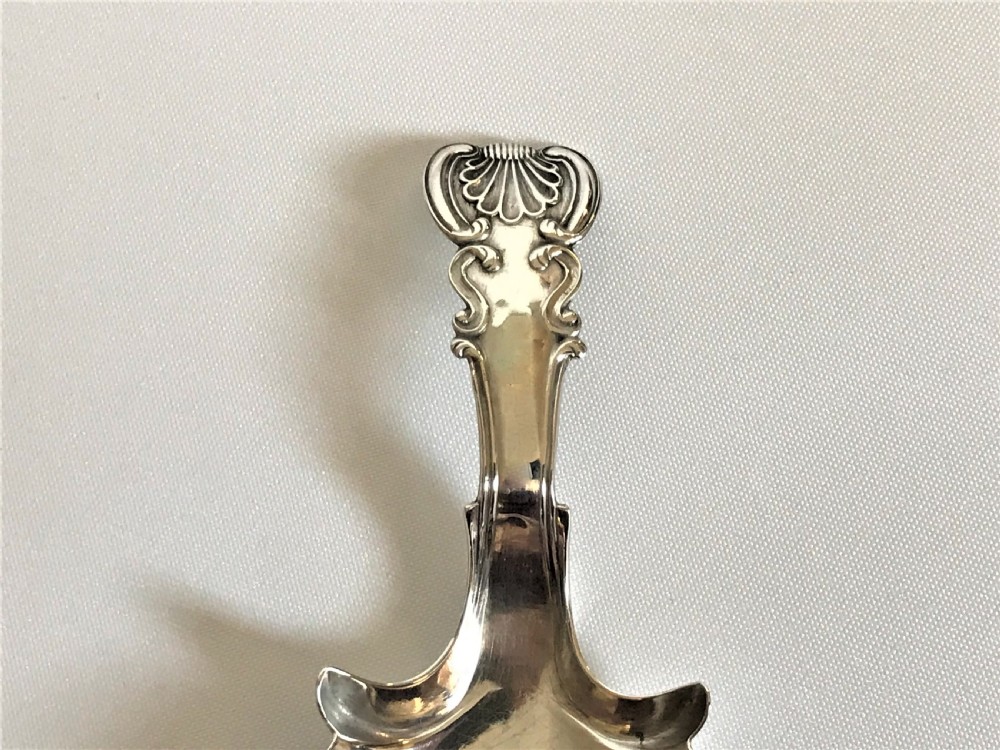 An unusual design Georgian silver caddy spoon View III