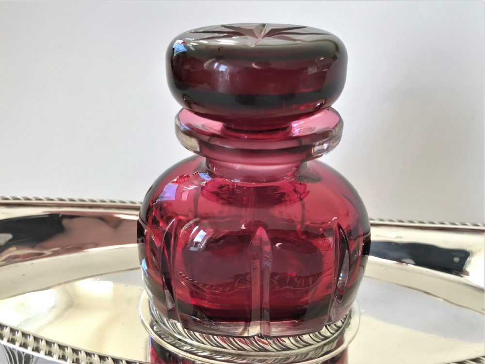 A fabulous Victorian silver & cranberry ink stand View VI