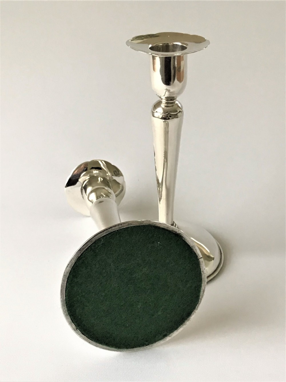 A stylish pair of Coronation mark silver candle sticks View VI