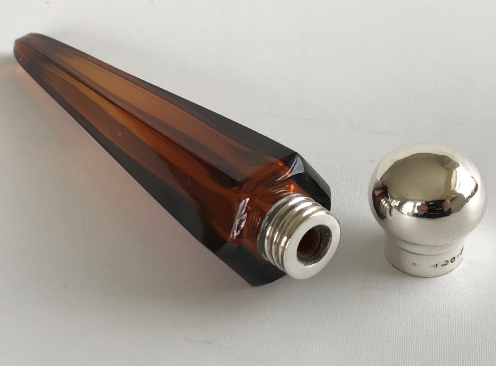 An unusual Victorian silver mounted amber scent flask View VIII