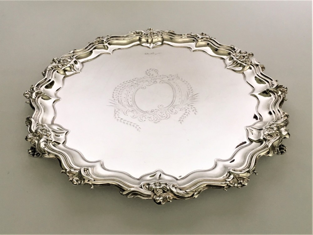 A fabulous Victorian cast silver salver